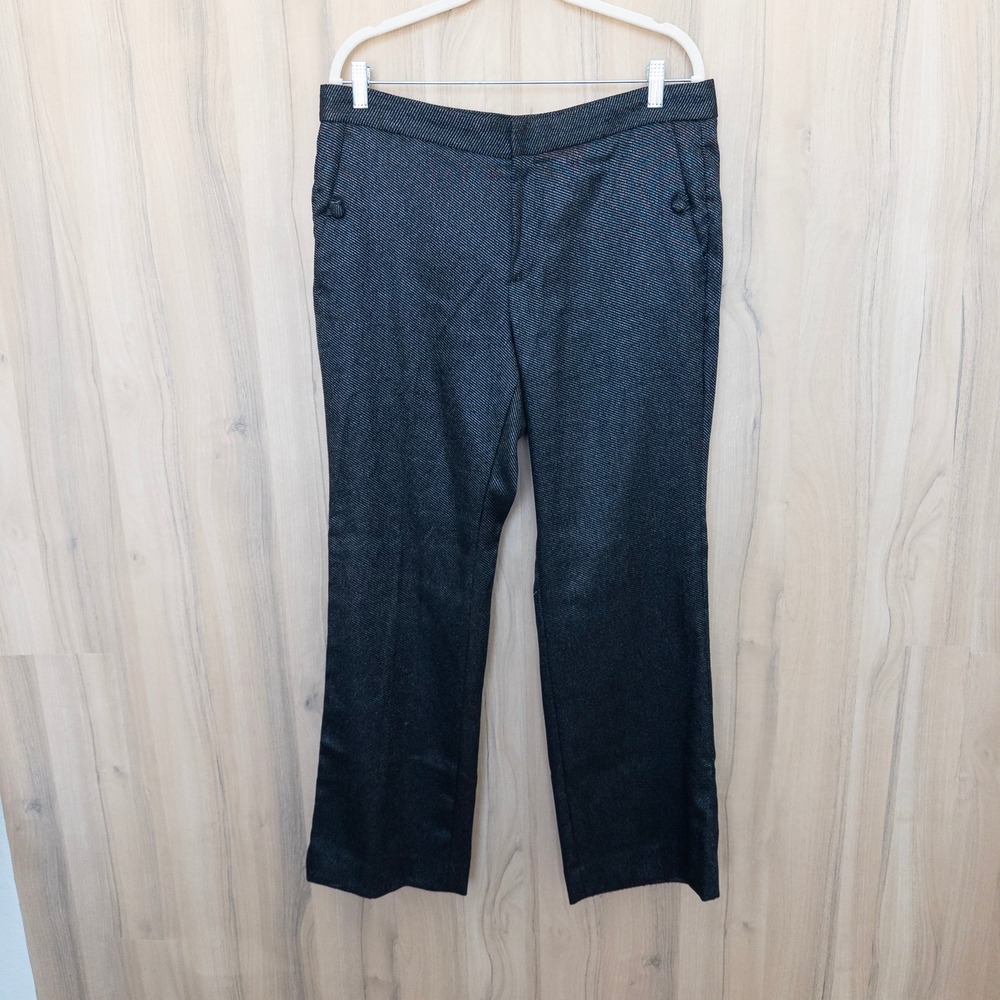 Banana Republic Womens Dress Pants 12P Black Logan Textured Trousers Career Chic